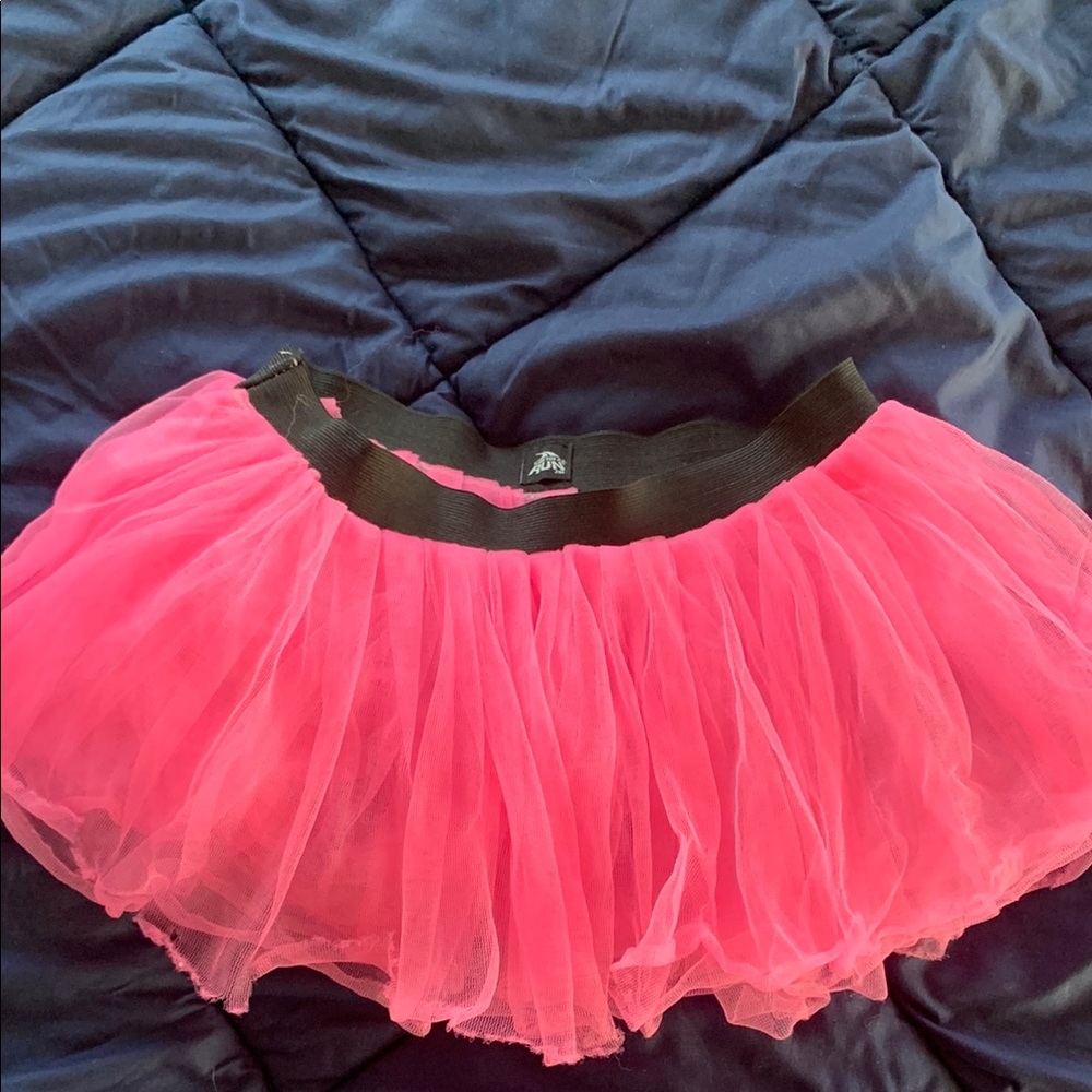 Pink Tulle Skirt with Black Waistband